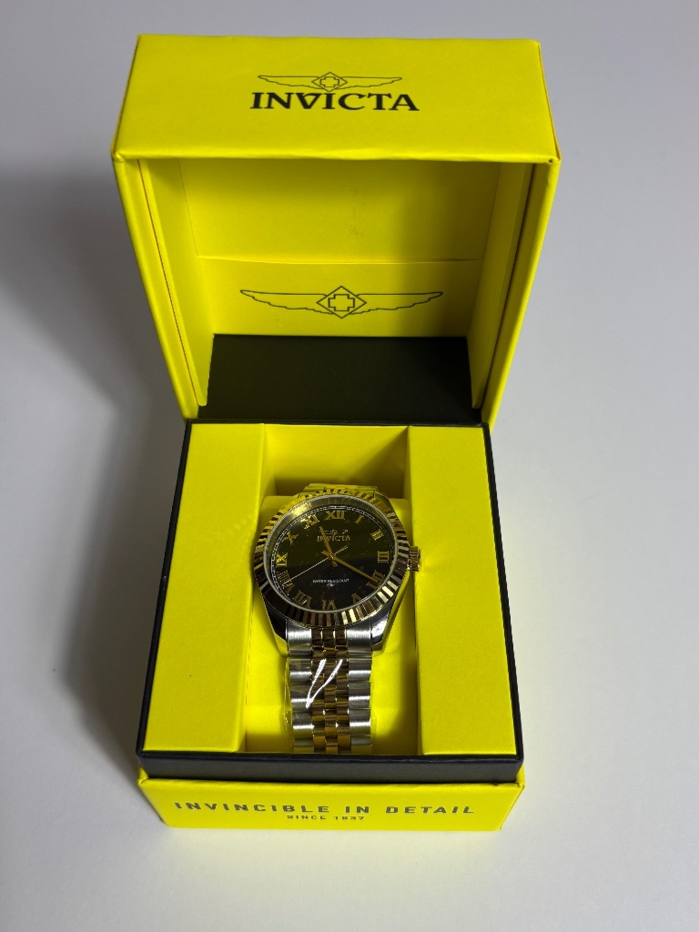 Invicta Mens Specialty Watch 47401 Black Dial Two Tone Steel Bracelet Quartz